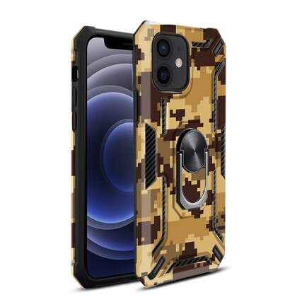 Front. Reiko - Phone Case With Magnetic Ring Holder For Iphone 12 Mini In Yellow - Yellow.