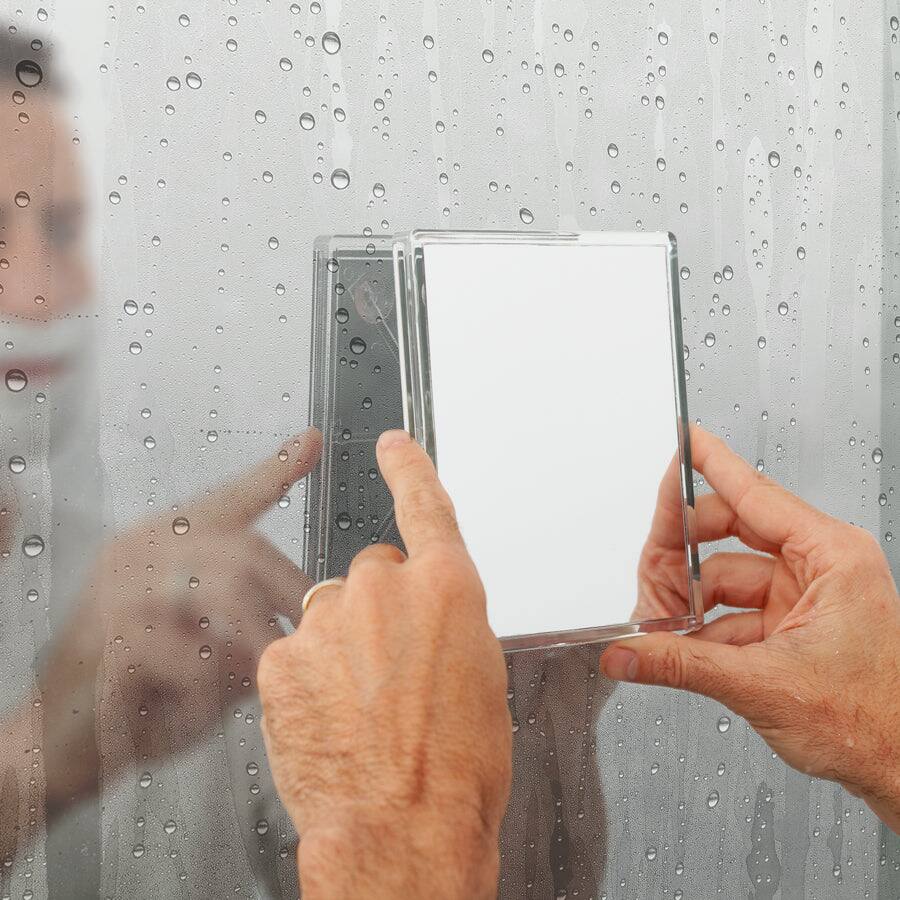 Left. Zadro - Fogless Wall Mounted Shower Mirror with 2X Magnification & Suction Cups - Clear.