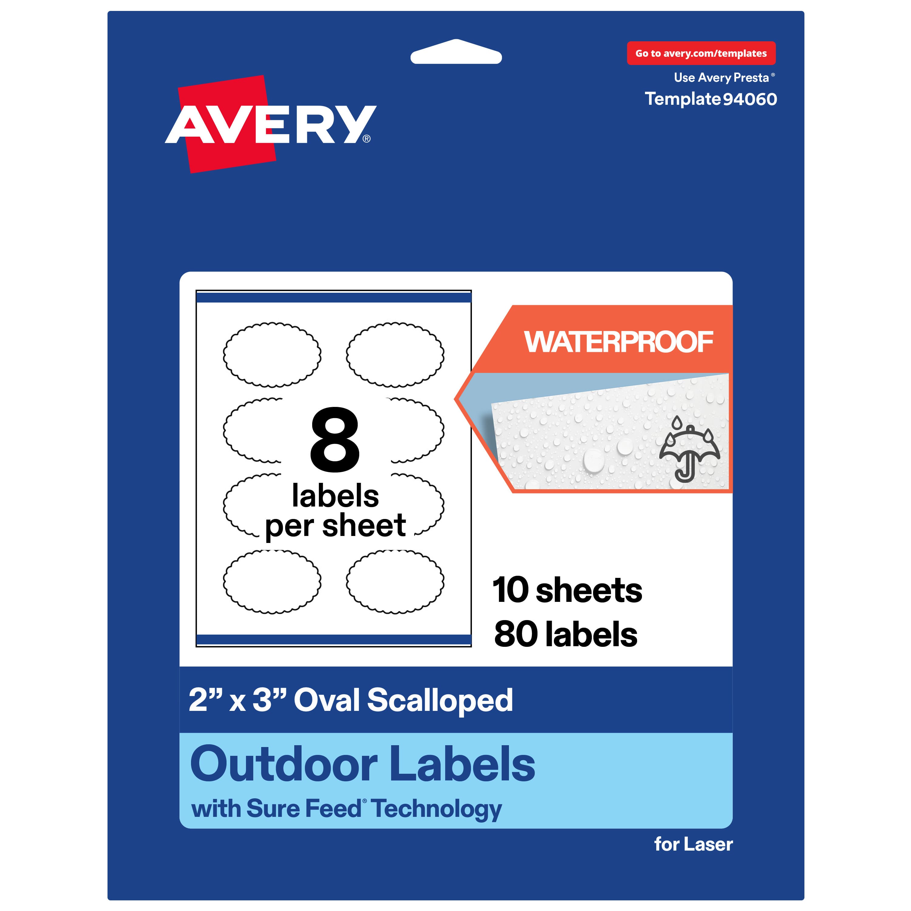 "Avery - Waterproof Oval Scalloped Labels, 2"" x 3"", 80 Total - White" price history on PriceWatchPro