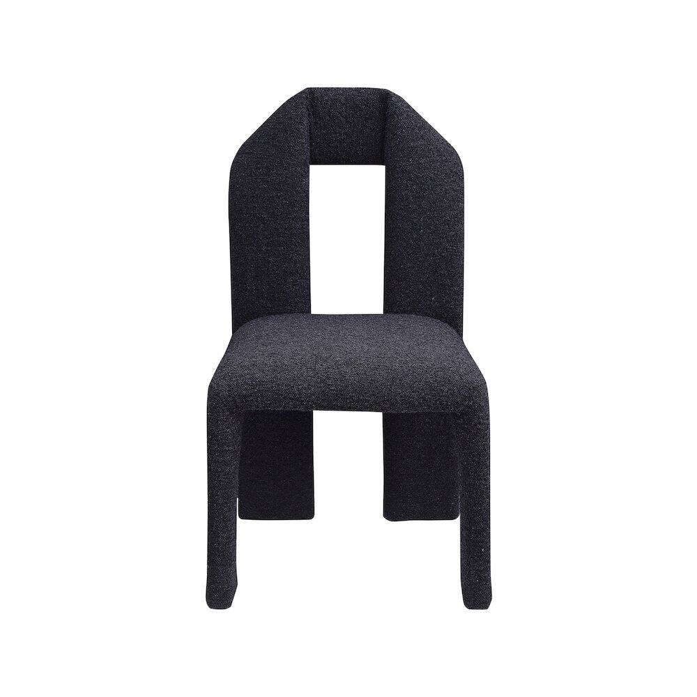 Alt View 1. Meridian Furniture - Bennett Black Boucle Fabric Dining Chair, Set of 2 - Black.