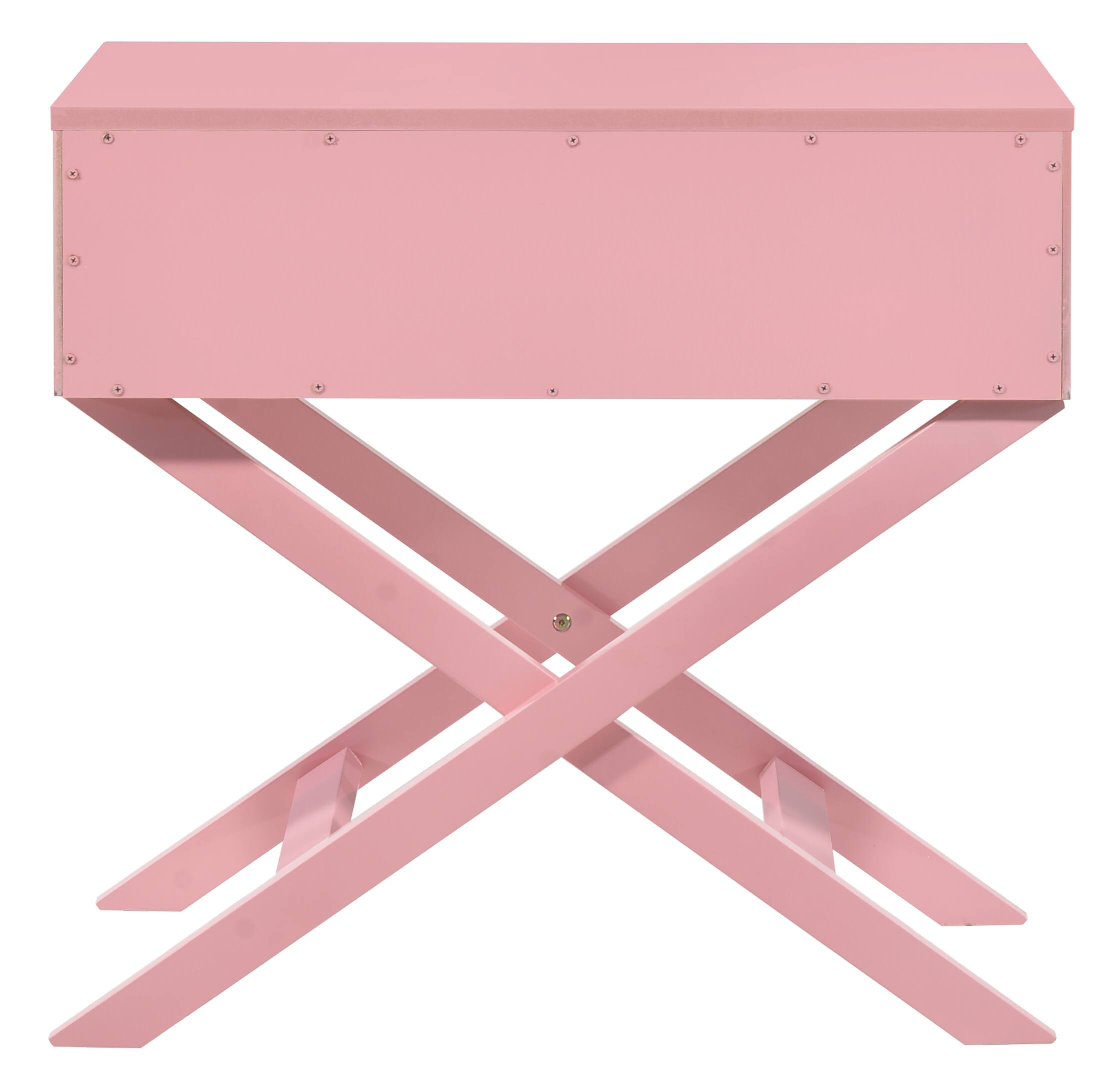 Back. Tiramisubest - Pink Croc-Textured Nightstand for Modern Bedrooms - Pink.