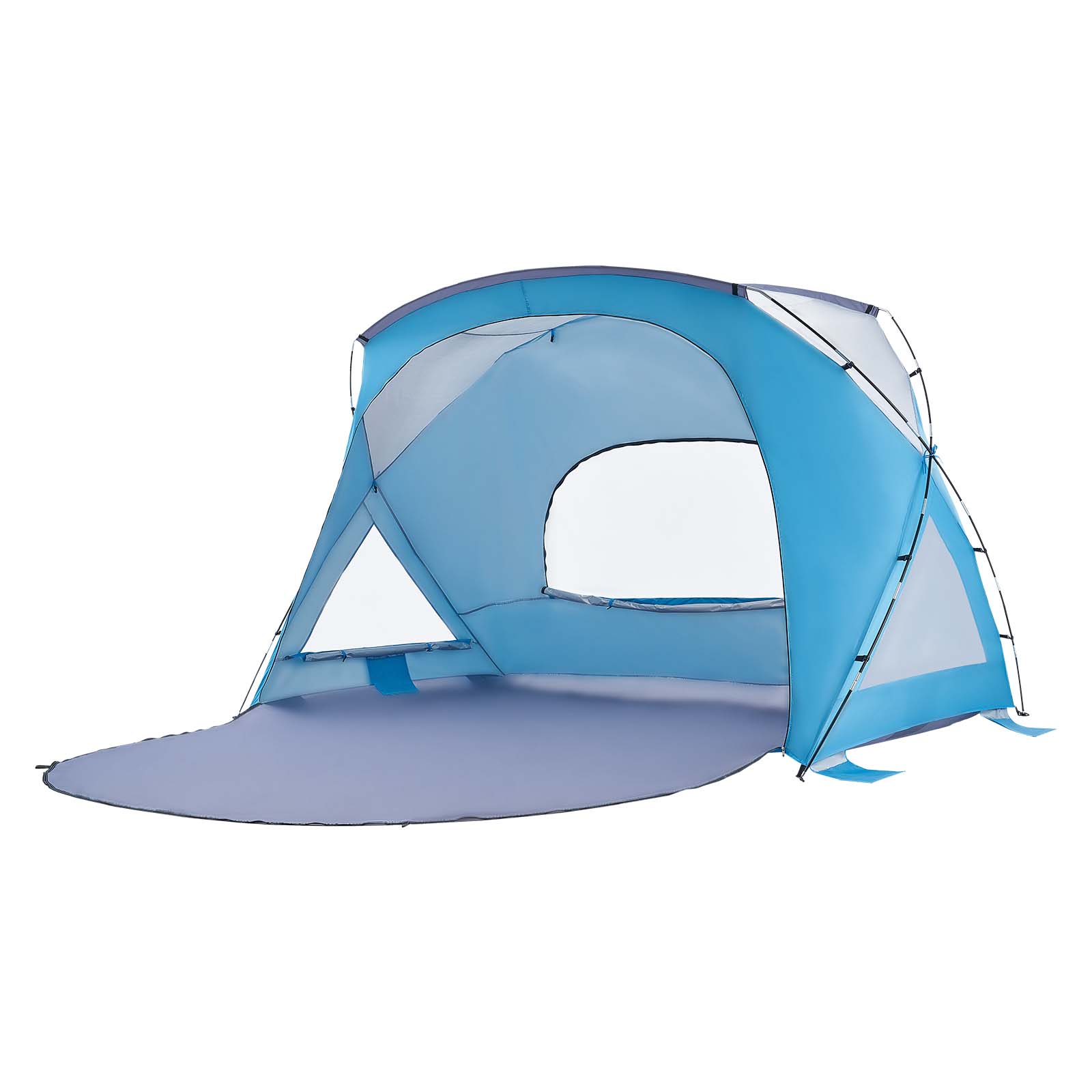 Alt View 5. VEVOR - Beach Tent Sun Shelter for 6 Person, UPF 50+ Protection, Portable Sun Shade Canopy with Carrying Bag & Sand Pockets - Blue + Grey.