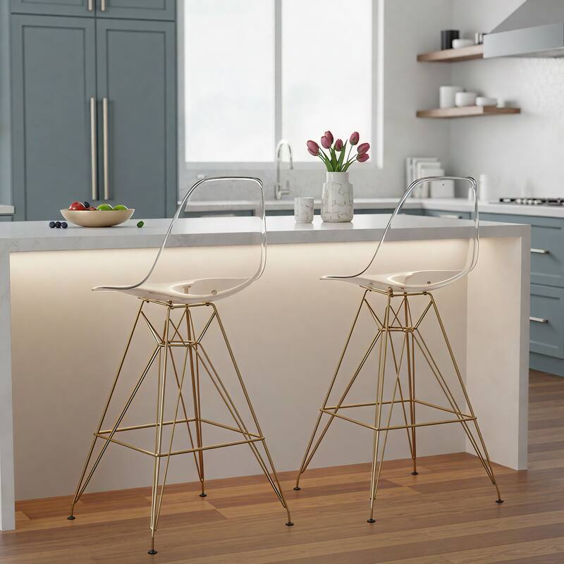 LeisureMod Cresco Modern Acrylic Barstool, Swivel Counter Height Stool ...