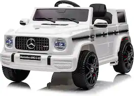 Acekool - Licensed Mercedes-Benz G63 12V Kids Electric Car, Remote Control, LED, MP3, USB, Bluetooth, Ride On Toy - White