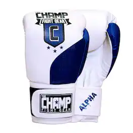 Amber Sporting Goods - The Champ Fight Gear Alpha Series Boxing Gloves Sparring Punching Bag Mitts 8oz - Blue/White