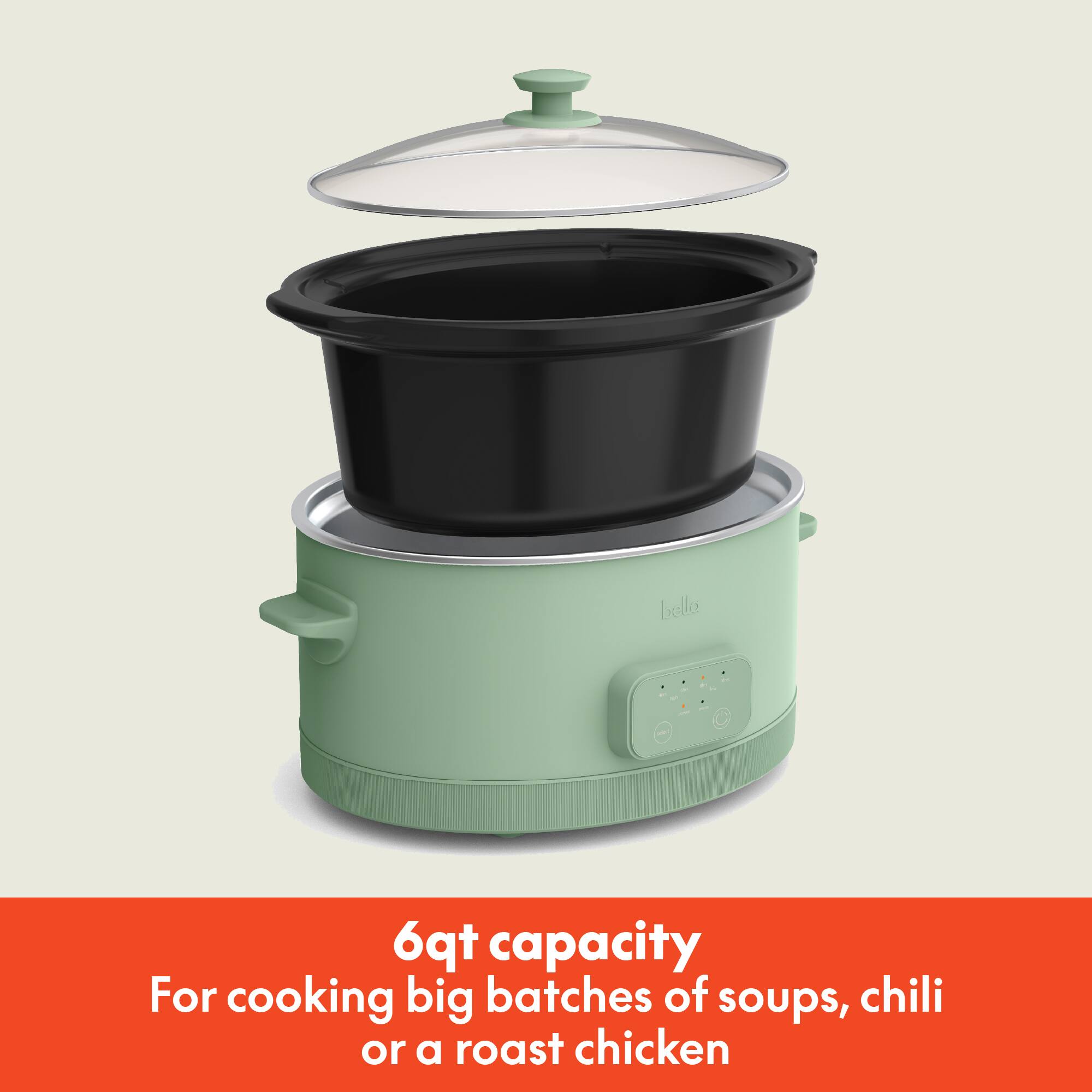 6qt capacity  
For cooking big batches of soups, chili or a roast chicken