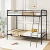 Front. Gymax - Gymax Twin Over Twin Bunk Bed Heavy Duty Metal Bunk Bed w/ Ladder Safety Guardrails - Black.