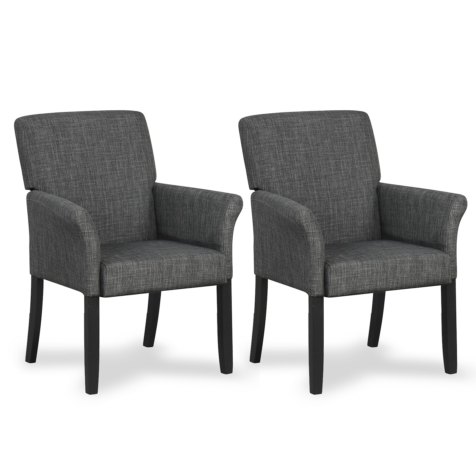 Gymax - Set of 2 Arm Chair Guest Chair Home Office w/ Wooden Legs - Gray