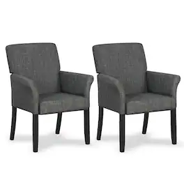 Gymax - Set of 2 Arm Chair Guest Chair Home Office w/ Wooden Legs - Gray