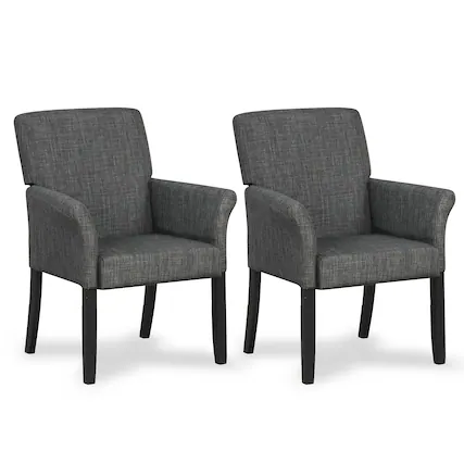Front. Gymax - Gymax Set of 2 Arm Chair Guest Chair Home Office w/ Wooden Legs Gray - Gray.