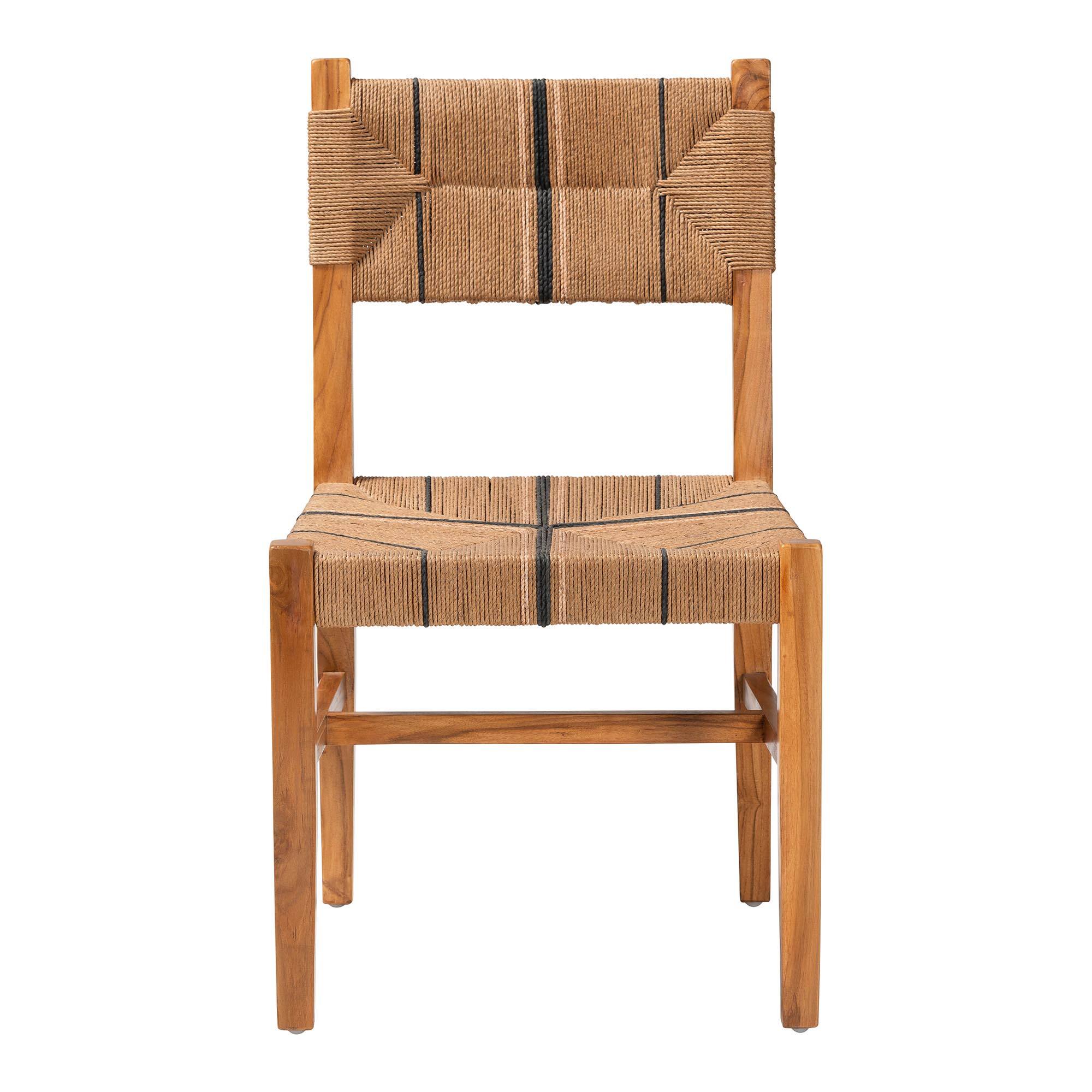 Angle. bali & pari - Prita Bohemian Paper Loom and Natural Mahogany Wood Dining Chair - Brown/Natural Brown.