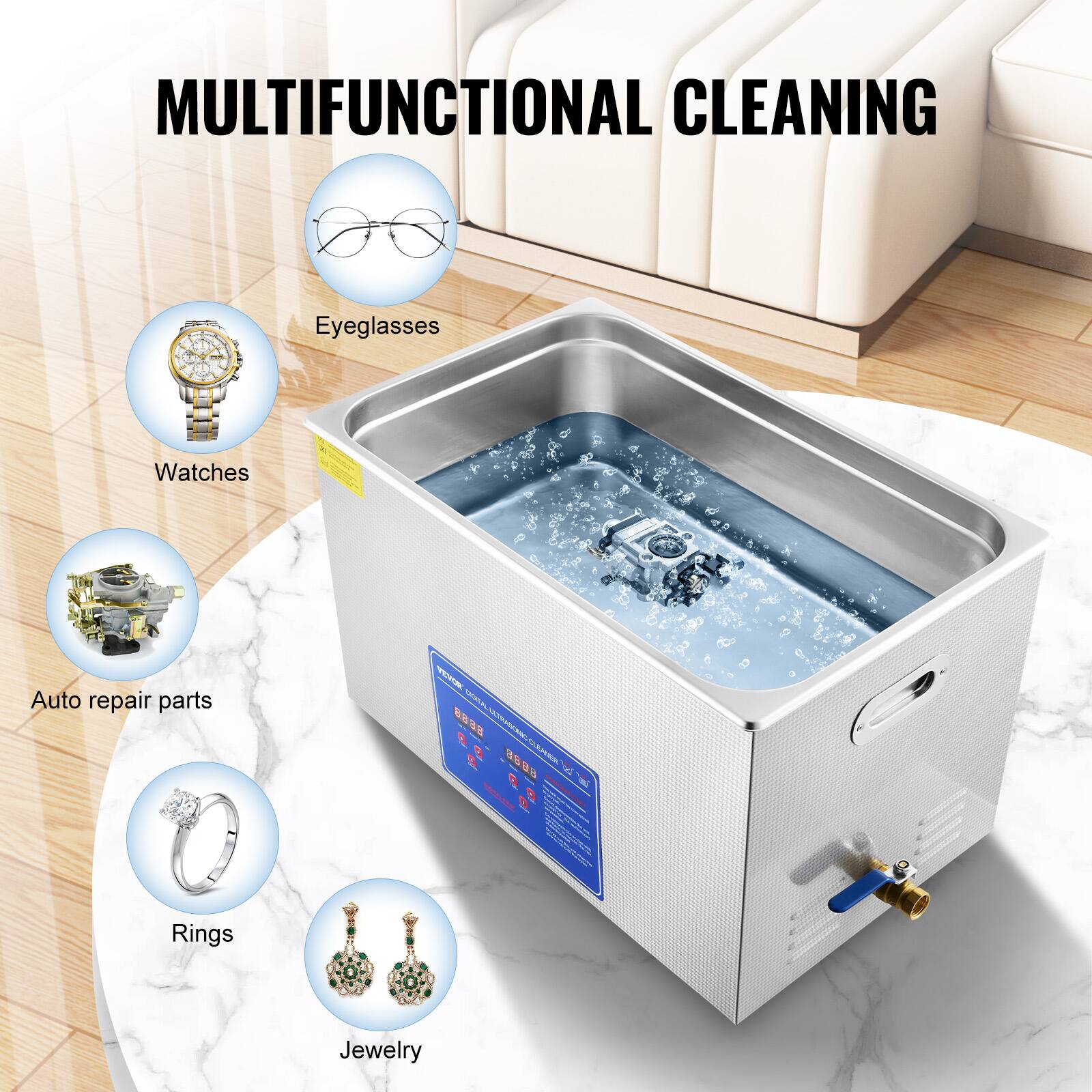 MULTIFUNCTIONAL CLEANING

- Eyeglasses
- Watches
- Auto repair parts
- Rings
- Jewelry