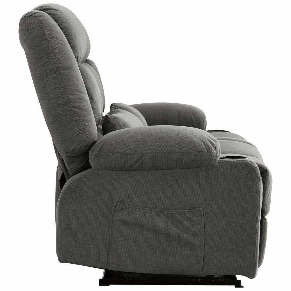 Alt View 10. Kadyn - Oversized Recliner Loveseat, Manual 150° Recline, Breathable Fabric, 600lb Capacity, Cup Holders, Gray - Gray.