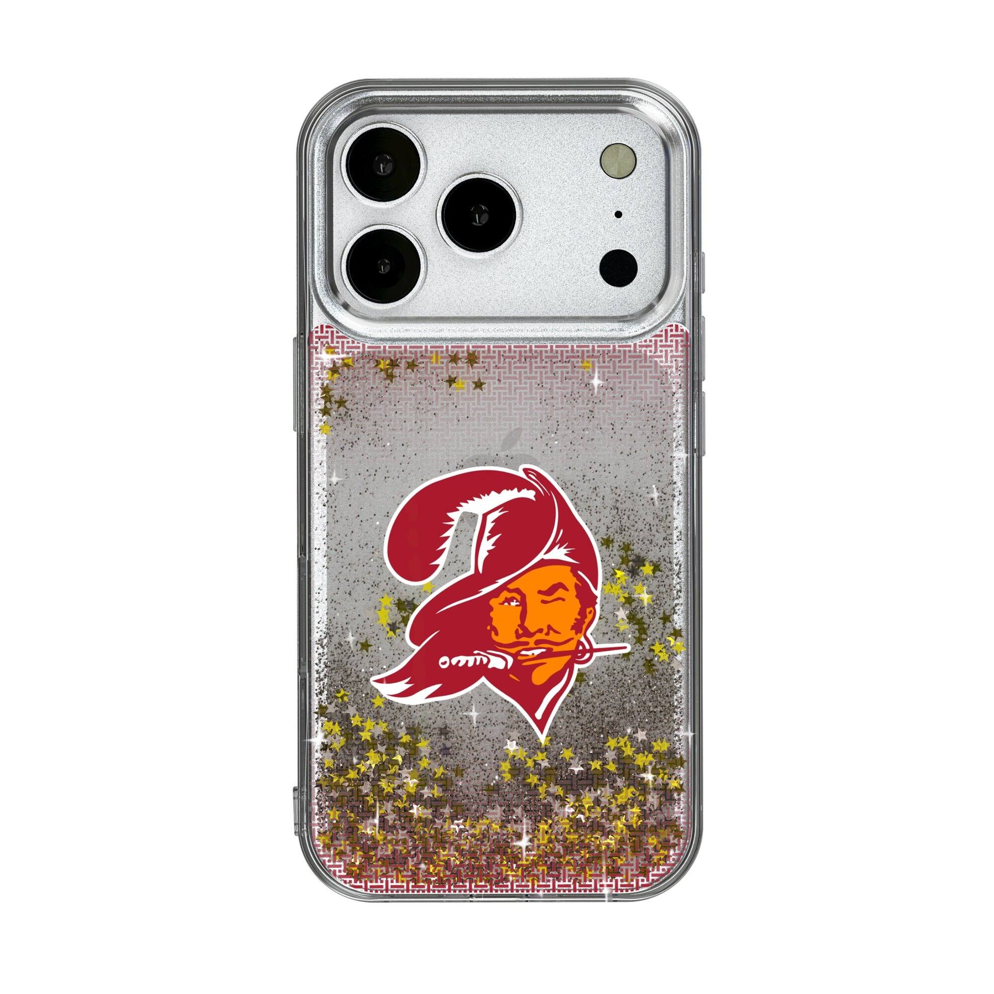 Front. Keyscaper - Tampa Bay Buccaneers Linen Logo iPhone Glitter Case - 13 Pro Max - Multicolor.