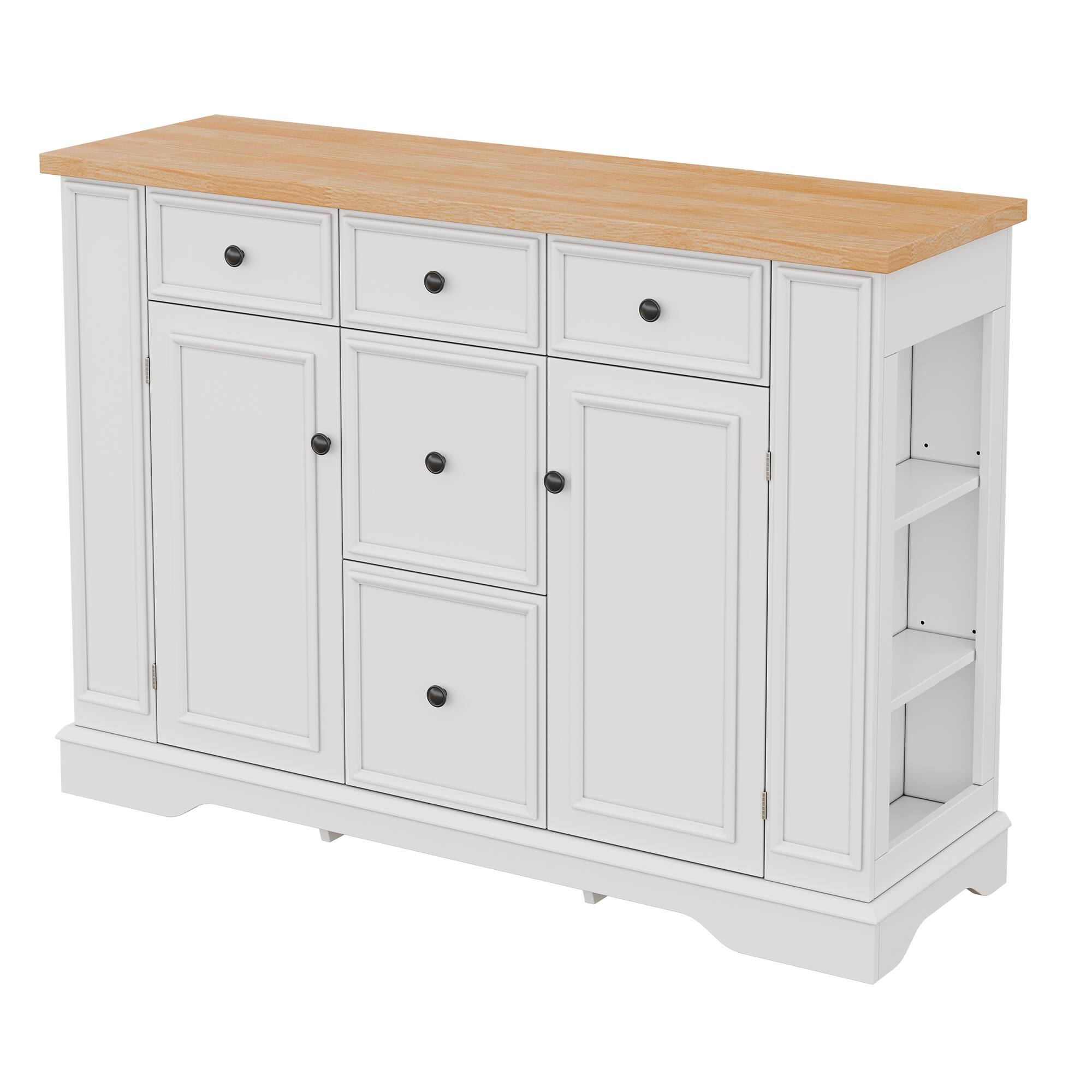 Left. Forest'nSky - White Sideboard Buffet Cabinet with Storage,5 Drawers, 2 Cabinets, Adjustable Shelves for Dining Room - White.