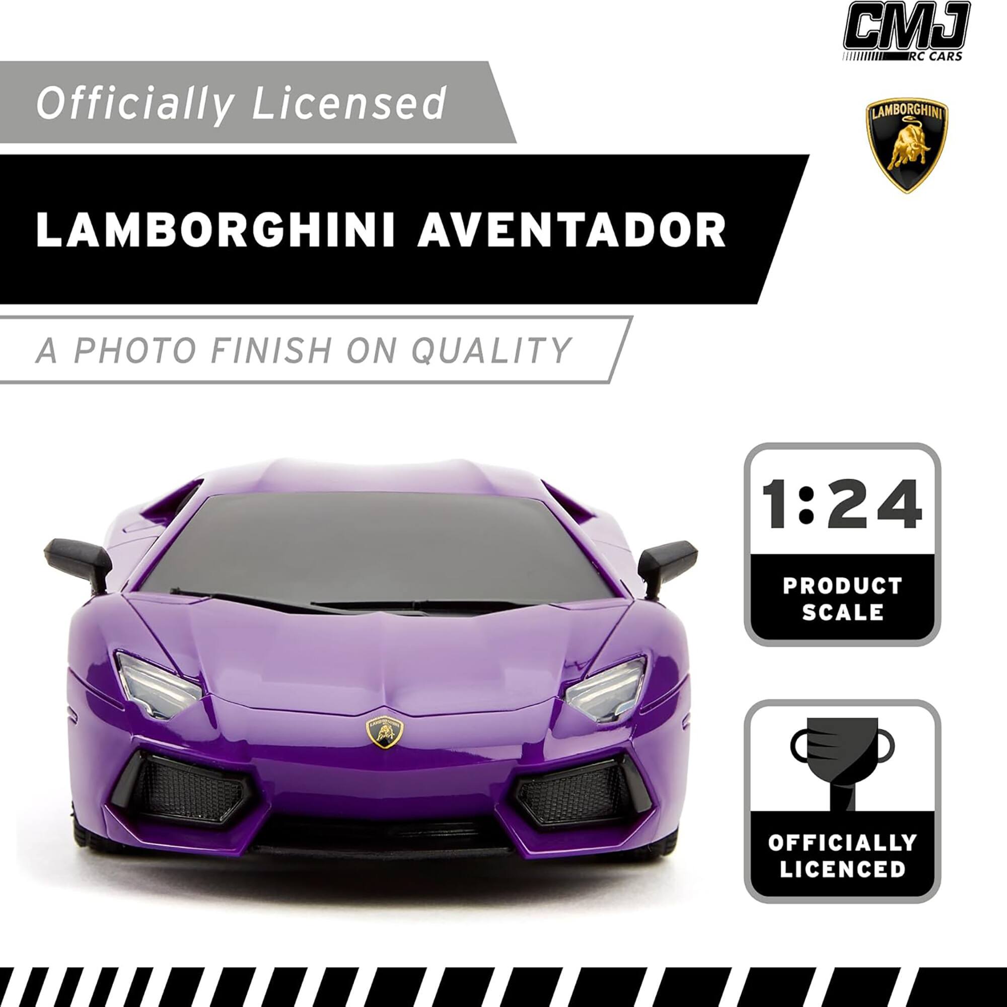 Officially Licensed CJ C CARS Lamborghini Aventador. A photo finish on quality. 1:24 product scale. Officially Licensed.