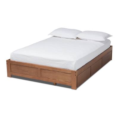 Front. Baxton Studio - Wren Modern and Contemporary Walnut Finished 3-Drawer Full Size Platform Storage Bed Frame - Walnut.