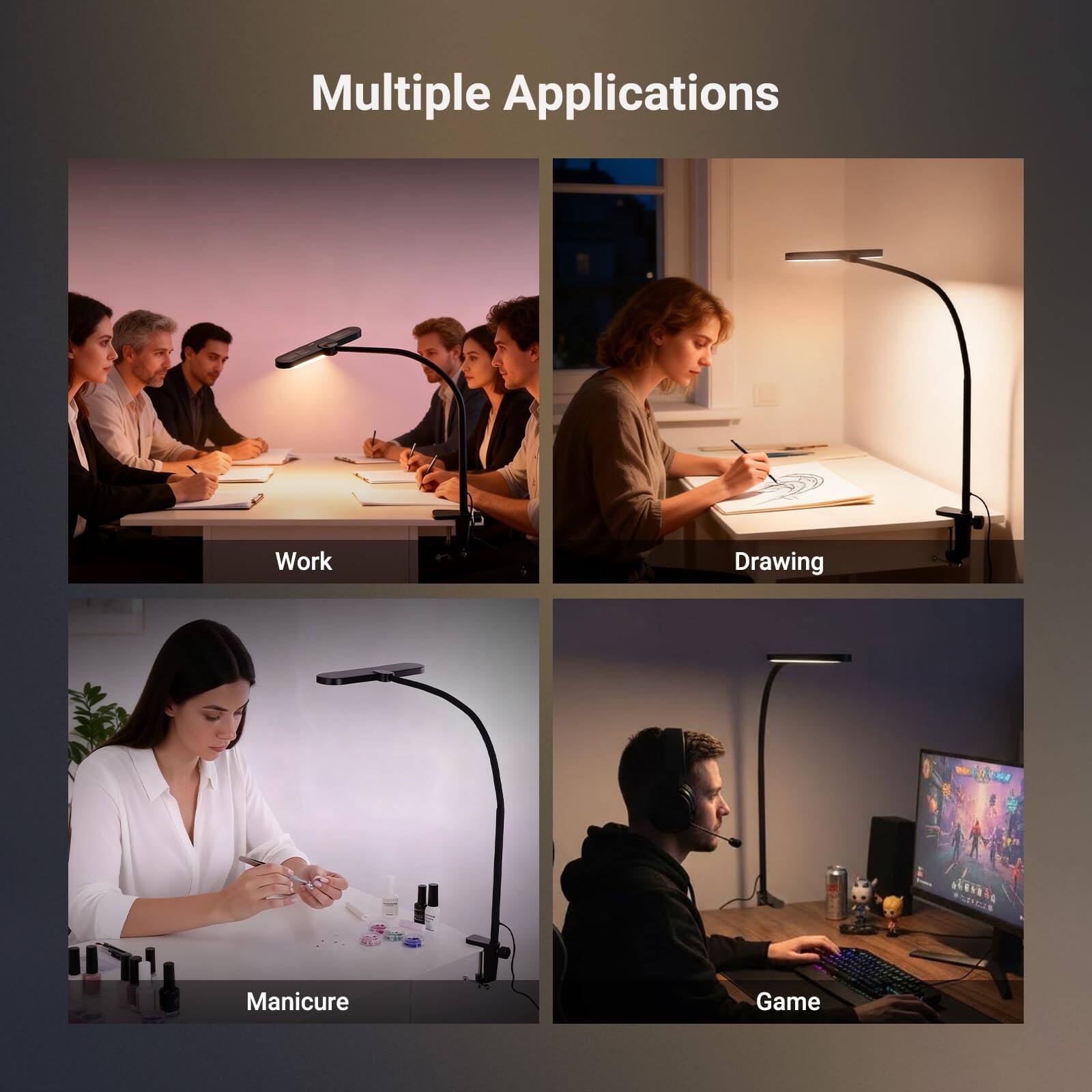 Multiple Applications

- Work
- Drawing
- Manicure
- Game