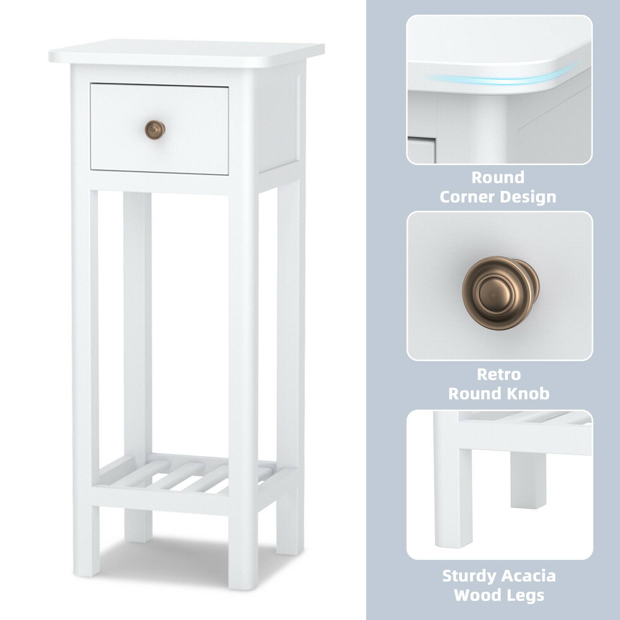 Round Corner Design, Retro Round Knob, Sturdy Acacia Wood Legs