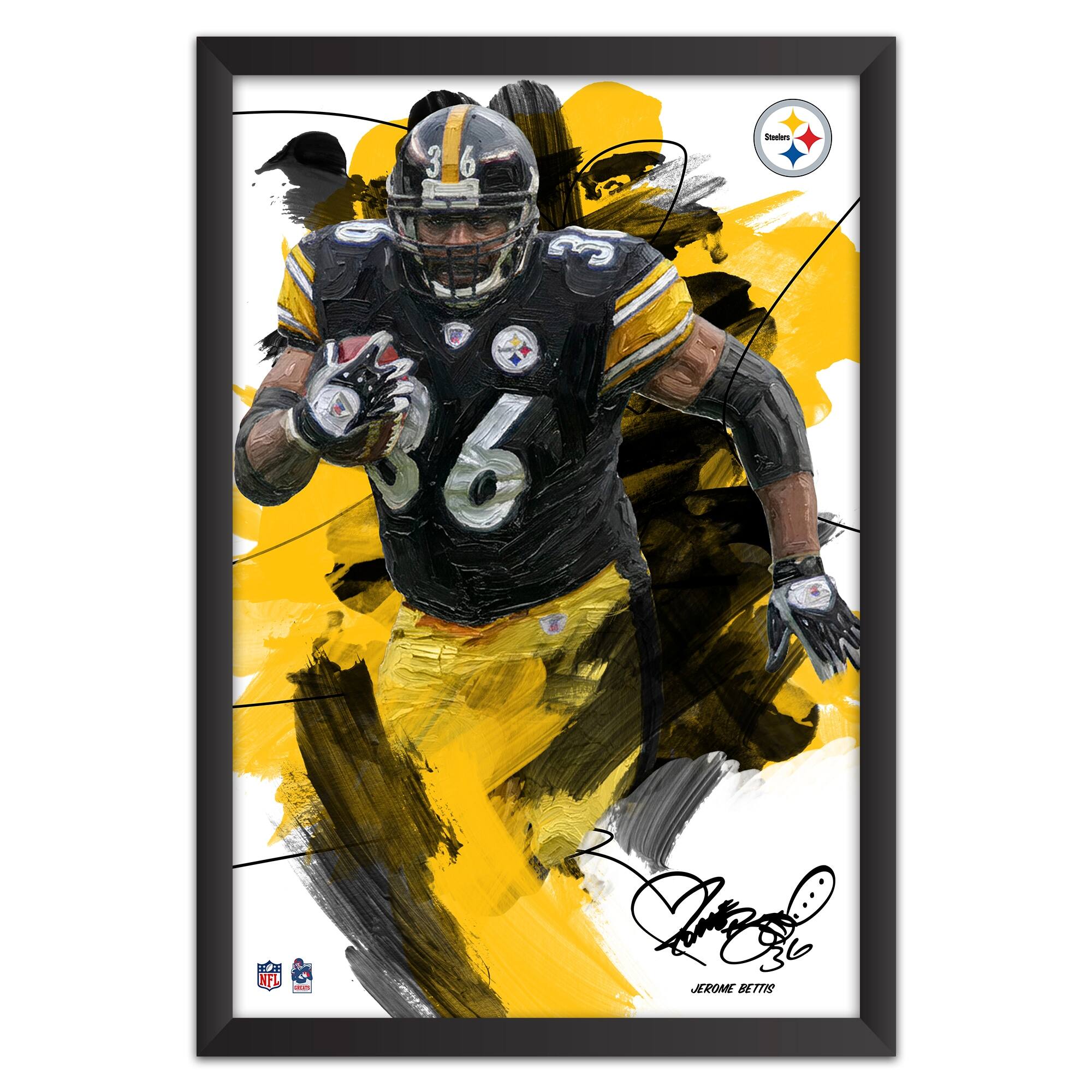 Jerome Bettis Pittsburgh Steelers 27" x 39" Brush Stroke Player Framed Art Print