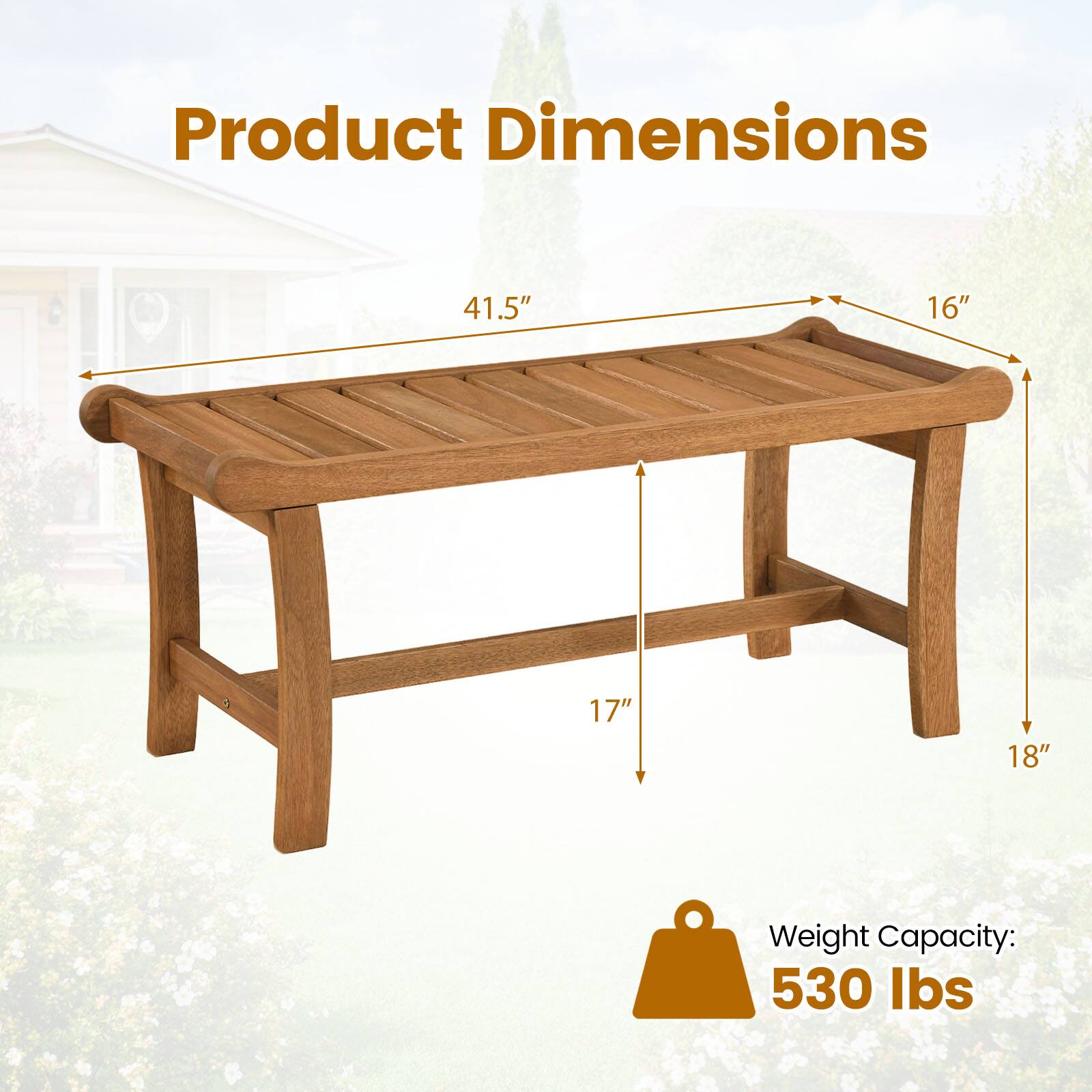 Product Dimensions: 41.5" x 16" x 17" x 18"  
Weight Capacity: 530 lbs