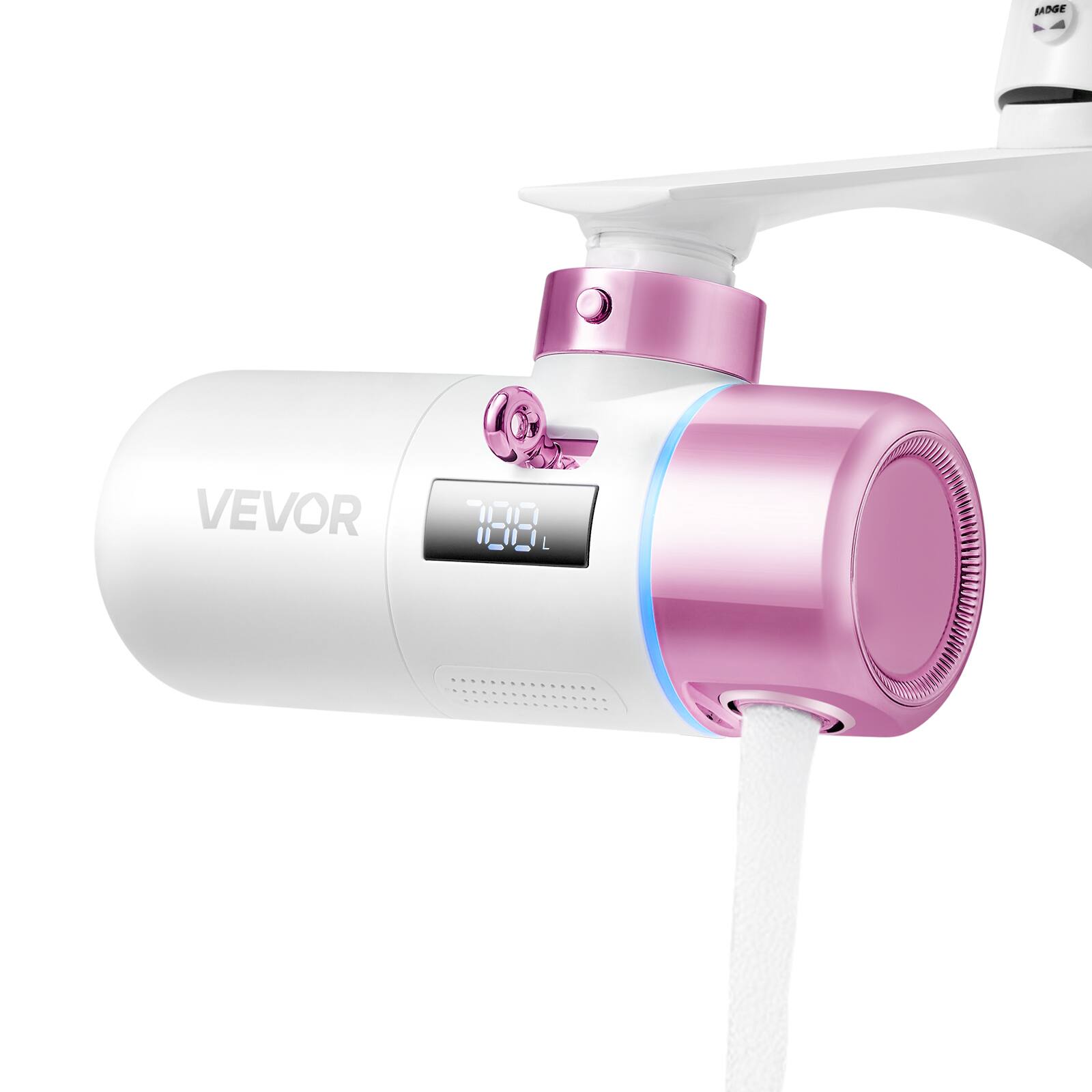 VEVOR - Skincare Water Filter, Faucet Mount Water Filters with Micro-nano Bubble for Skin, Sink Tap Purifier, Removes Chlorine - Pink + Gold