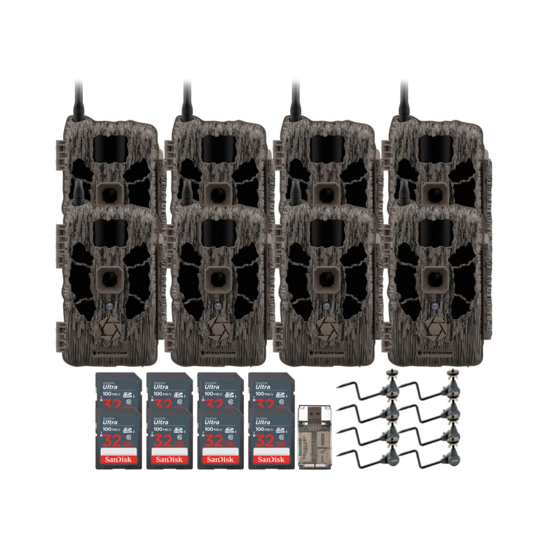 Stealth Cam - (Eight) DECEPTOR MAX 40MP Trail Camera with Camera Holder 32GB Memory Card and Card Reader
