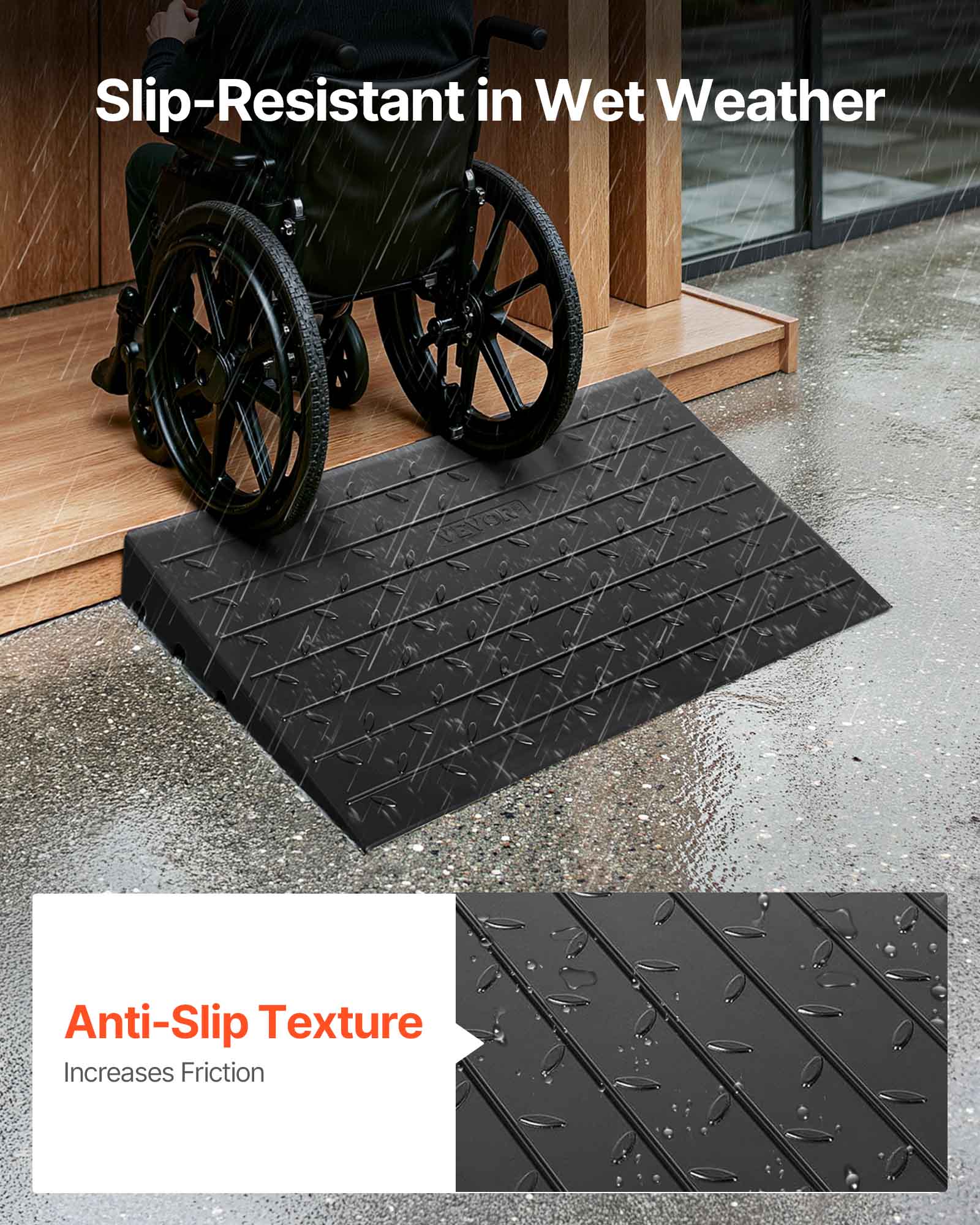 Slip-Resistant in Wet Weather

Anti-Slip Texture
Increases Friction