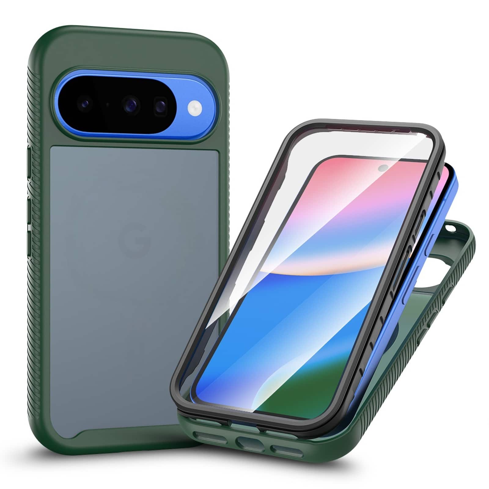 Dteck - Shockproof Phone Case for Google Pixel 11 Pro with Screen Protector, Translucent Matte Cover, Side Non Slip Texture - Green price history on PriceWatchPro