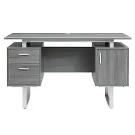 Techni Mobili - 51.25"WModern Office Desk with Storage(RTA-7002-GRY) - Gray