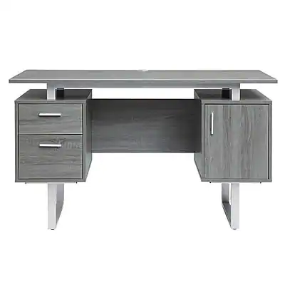 Front. Techni Mobili - 51.25"WModern Office Desk with Storage(RTA-7002-GRY) - Gray.