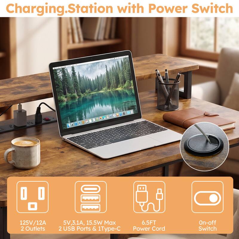 Charging Station with Power Switch

- 125V/12A
- 2 Outlets
- 5V, 3.1A, 15.5W Max
- 2 USB Ports & 1 Type-C
- 6.5FT Power Cord
- On-off Switch