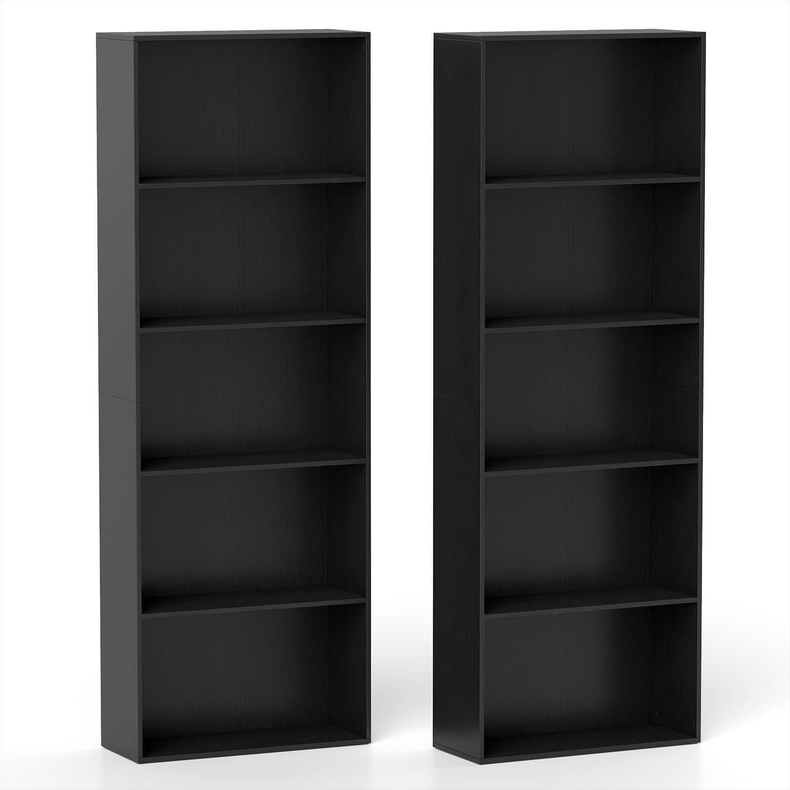 Alt View 9. Costway - Costway 2 PCS-5-Tier Bookcase with 2 Anti-tipping Devices.Freestanding Bookshelf for Bedroom - Black.