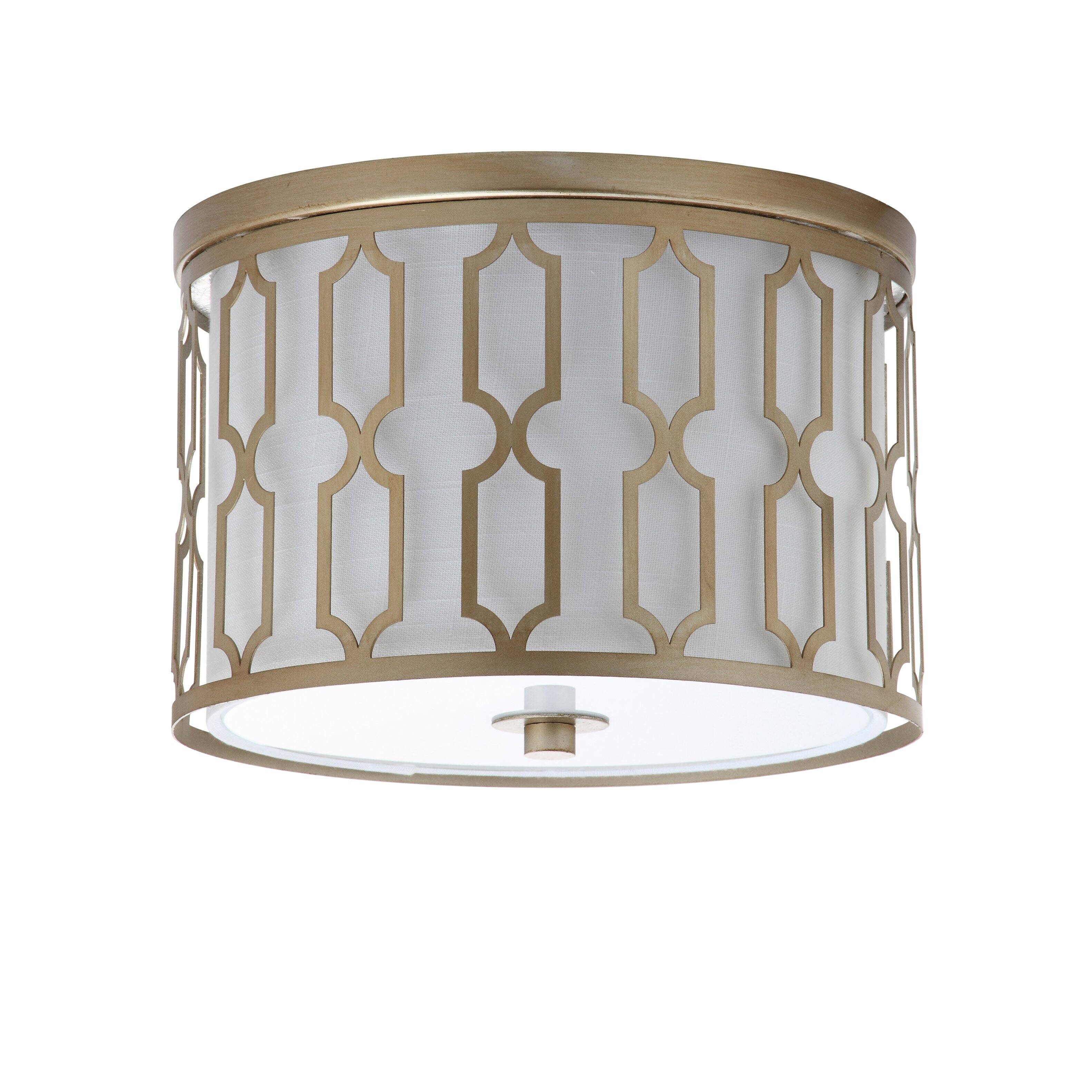 Alt View 7. Jonathan Y - Link 2-Light 12.75" Metal LED Flush Mount, Soft Gold - Soft Gold.