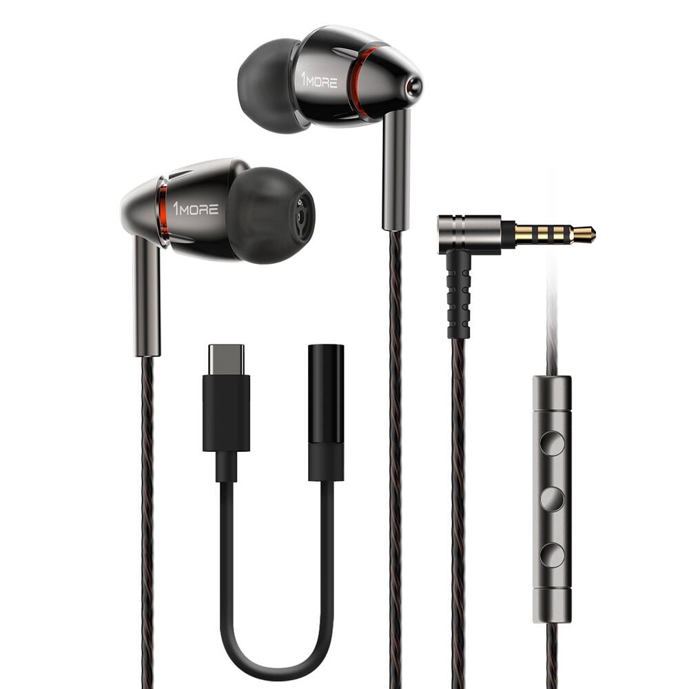 Angle. 1MORE - Quad Driver In-Ear Headphones P40 - Gray.