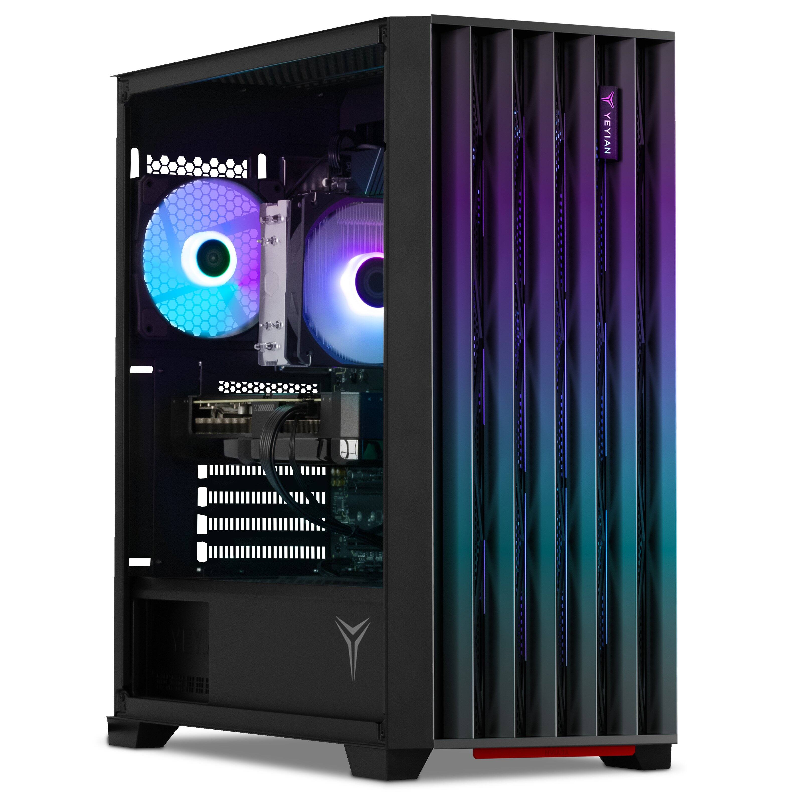 Left. YEYIAN - Yeyian Gaming Desktop Phoenix Intel Core Ultra 7 265F RTX 5070 AI 32GB DDR5 2TB SSD - Black.