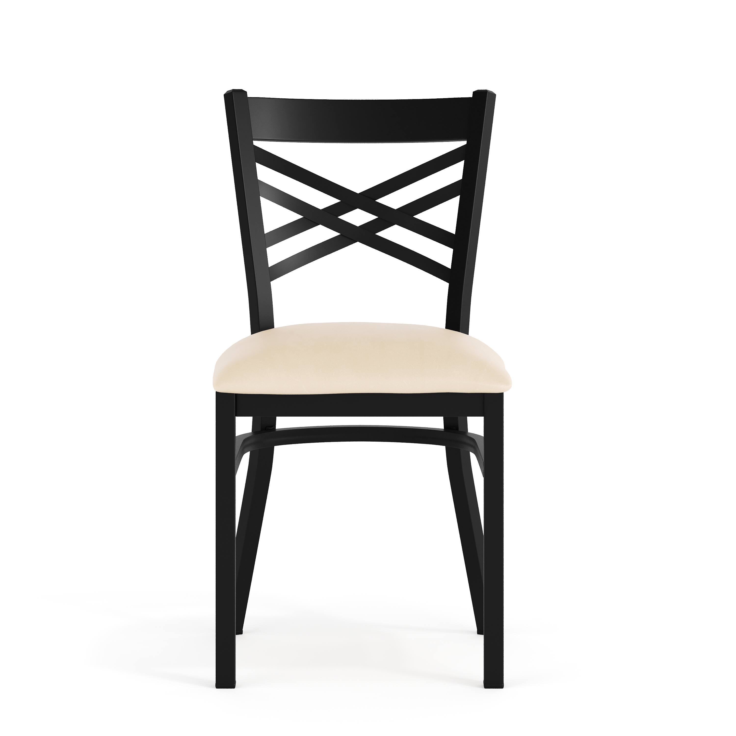 Alt View 9. Emma + Oliver - "X" Back Metal Restaurant Dining Chair - Tan Vinyl Seat/Black Metal Frame.