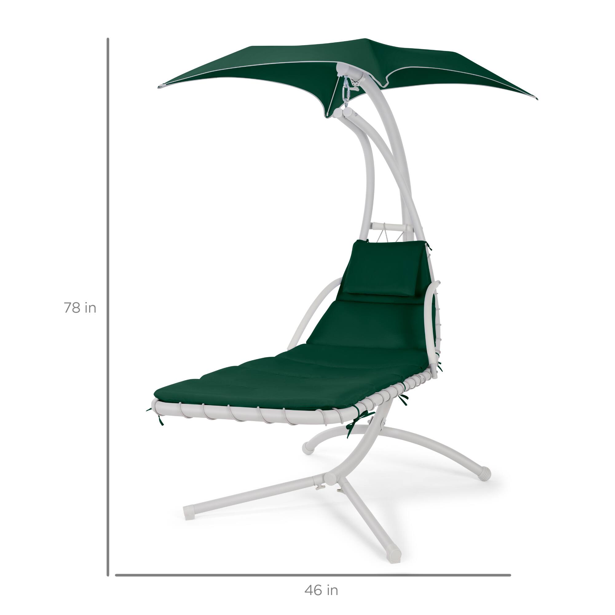 Alt View 7. Best Choice Products - Best Choice Products Hanging Curved Chaise Lounge Chair Swing w/ Pillow, Shade, Stand w/ gray pole - New Forest - New Forest.