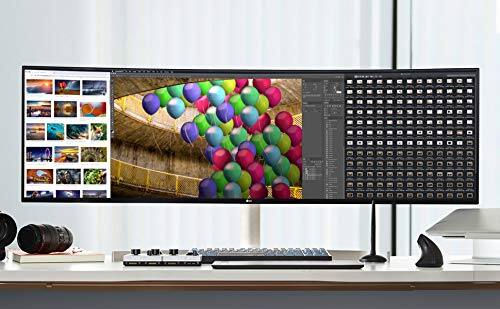 Back. LG - LG 49WL95C-W 49" UltraWide Curved Dual QHD Virtually Borderless IPS LED Monitor with Built-in Speakers, 5120x1440 + Esse - Black.