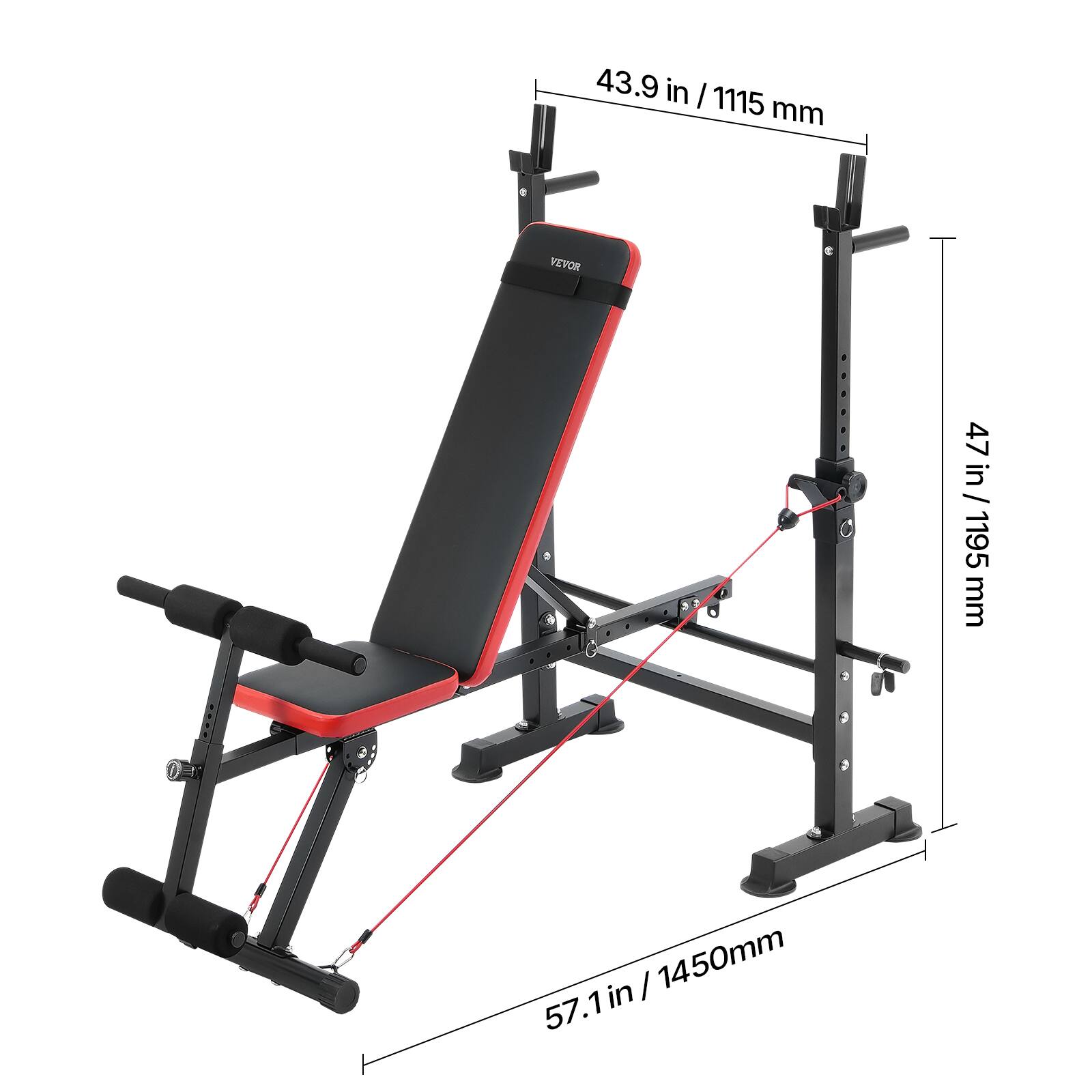 43.9 in / 1115 mm  
47 in / 1195 mm  
57.1 in / 1450 mm