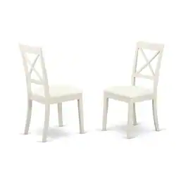East West Furniture - NOBO3-WHI-LC 3-Piece Kitchen Set 2 Dining Room Chairs with X-Back and a Faux Leather Seat and - Linen White