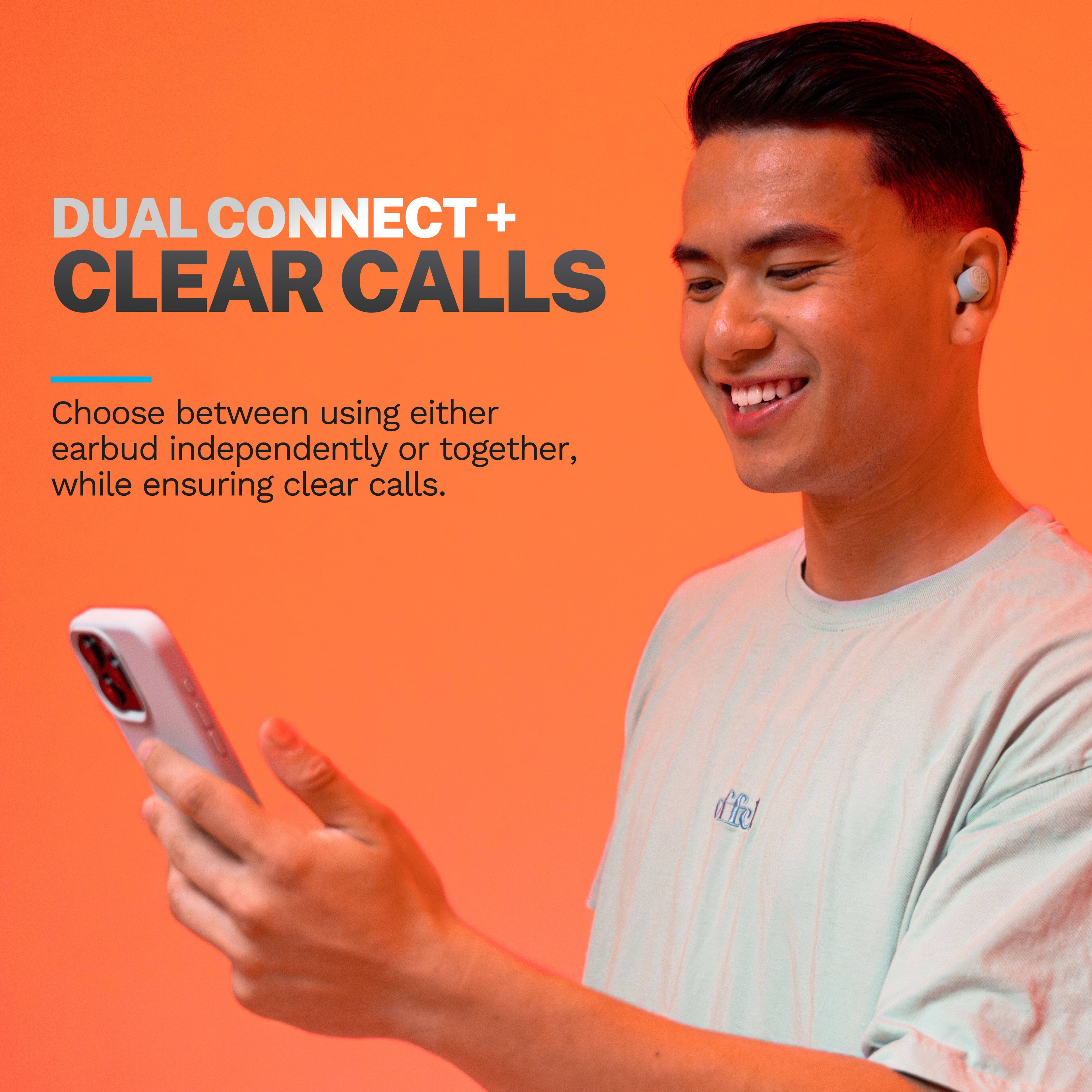 DUAL CONNECT + CLEAR CALLS

Choose between using either earbud independently or together, while ensuring clear calls.