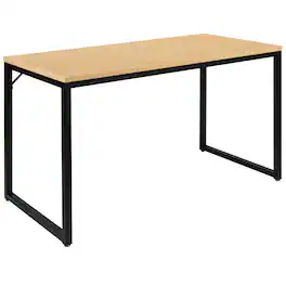 Emma + Oliver - Industrial Modern Desk-47"L Commercial Grade Home Office Desk - Maple Top/Black Frame