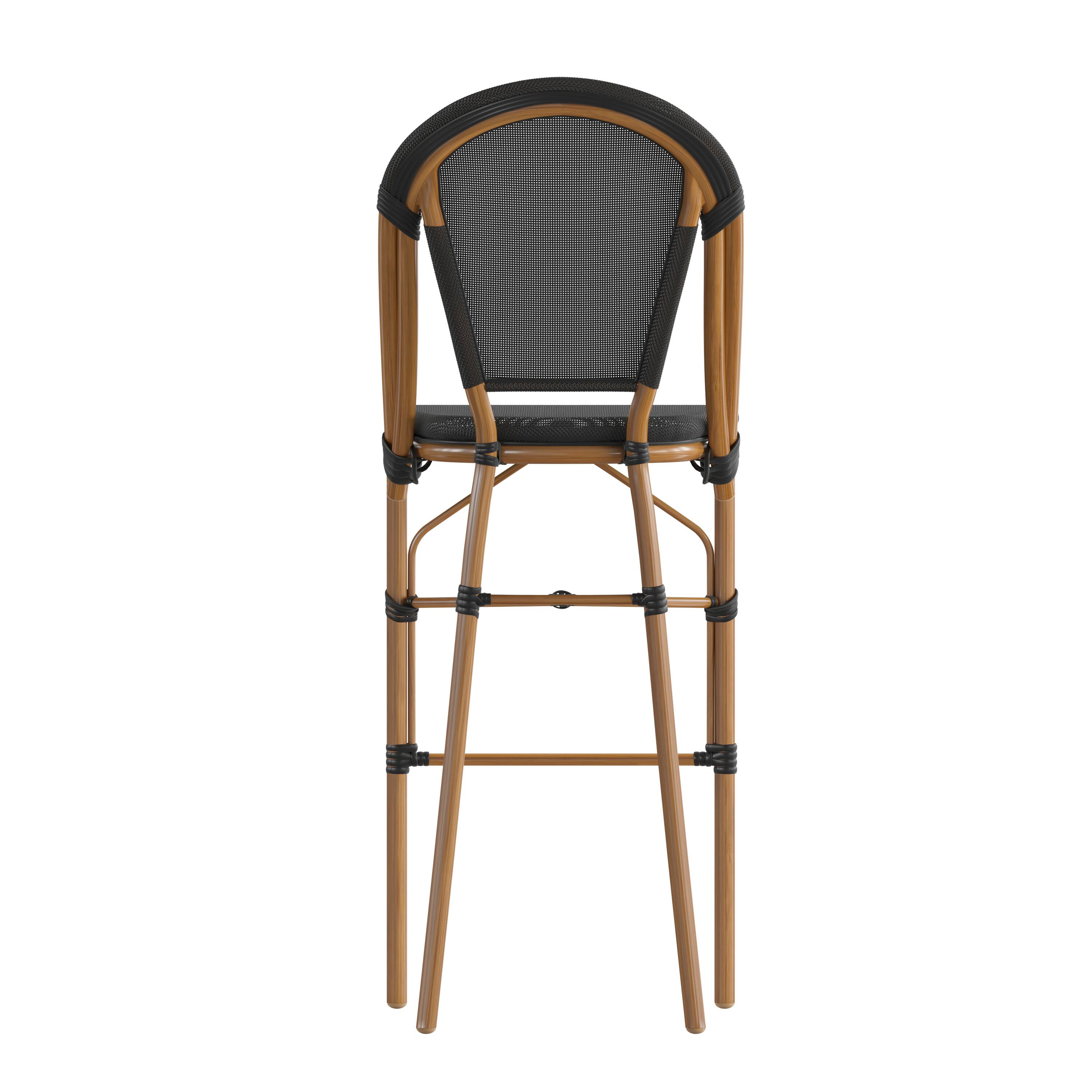 Alt View 8. Emma + Oliver - Massalia Indoor/Outdoor Bistro Style Bar Stools with Textilene Seat and Metal Frame - Black/Natural Frame.