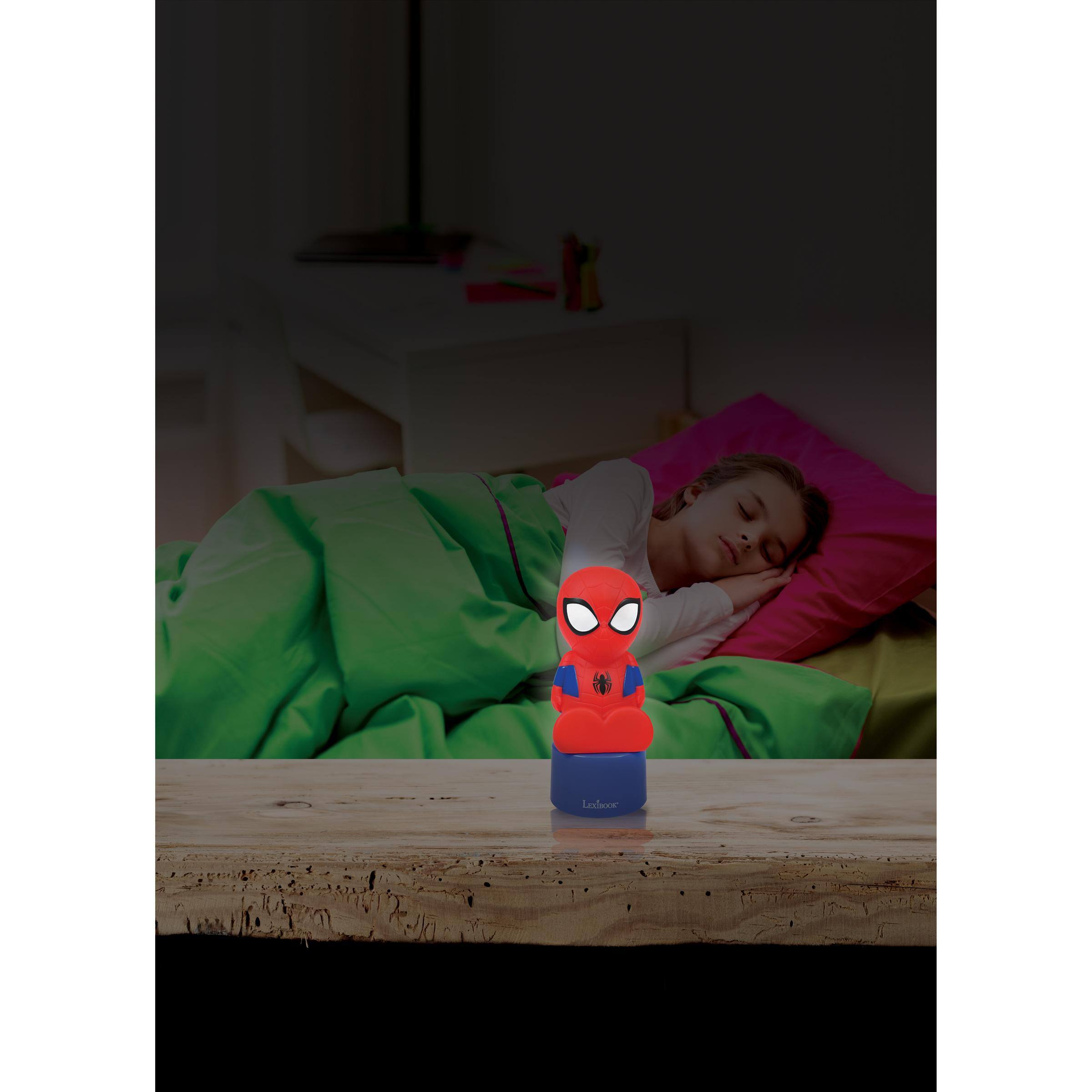Alt View 3. Lexibook - Spiderman, Nightlight and Speaker for children's room, color change, soft light, battery operated, Blue/Red.