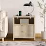 Furnulem - 19.7 In Modern Nightstand Bedside Table with Charging Station 2 Wood Slide Drawers - Beige