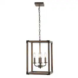 Jonathan Y - Magnolia 12.13" 4-Light Adjustable Iron Rustic Farmhouse LED Pendant - Brown