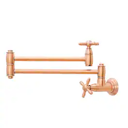 Solid Brass Wall Mount Pot Filler Kitchen Faucet with Double Joint Swing Arms for Stovetop