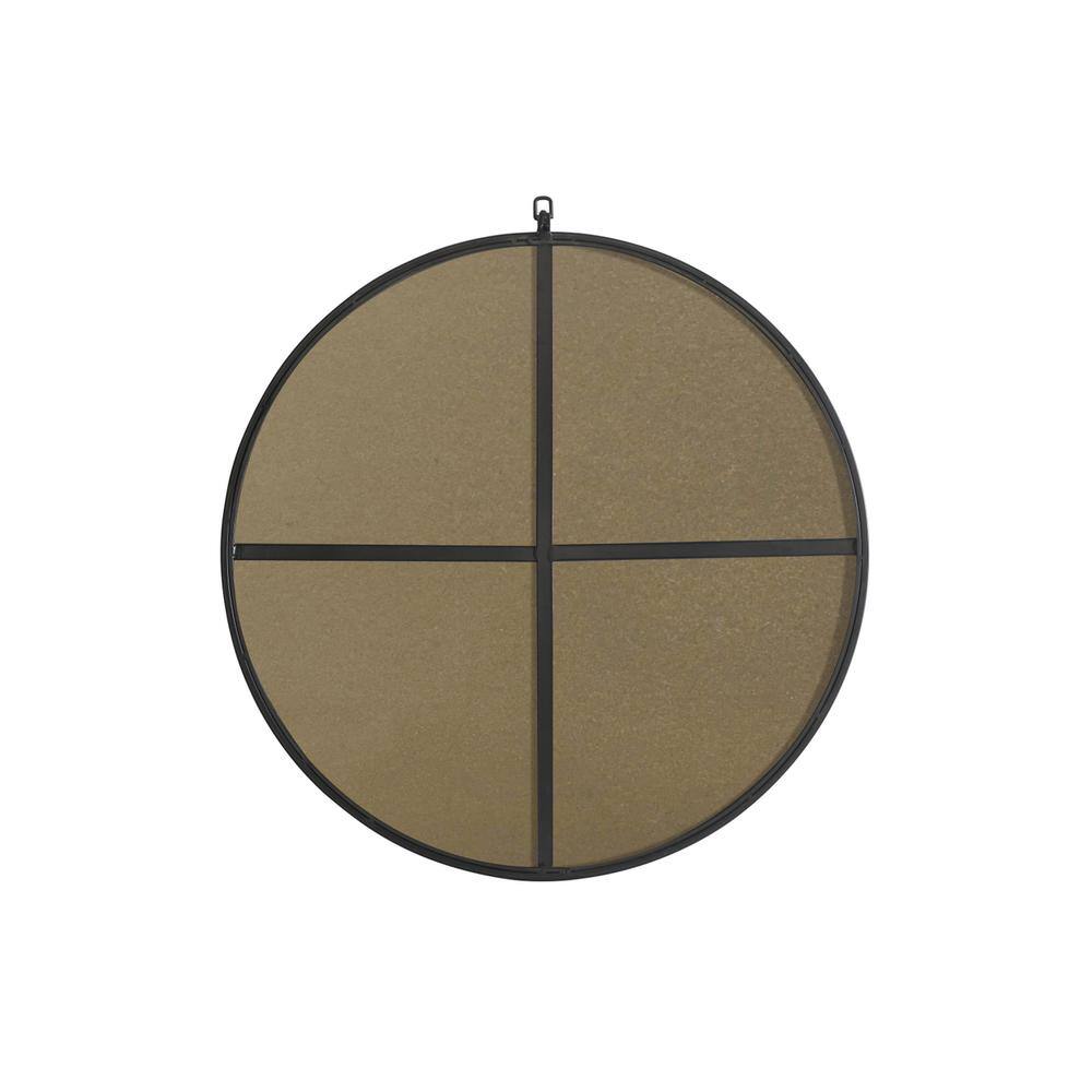 Left. Elegant Decor - Metal frame Round Mirror with decorative hook 32 inch Black finish - Black.