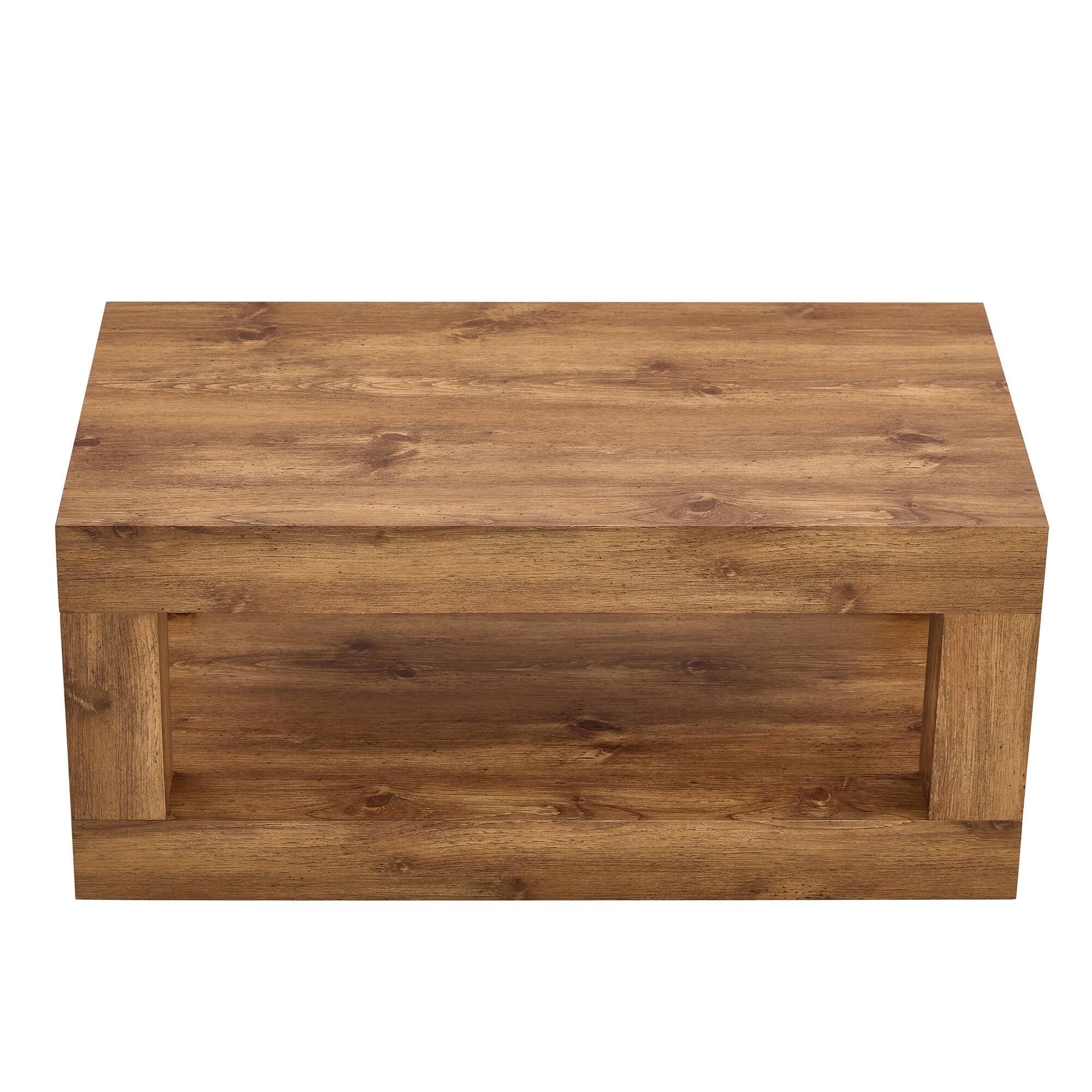 Alt View 8. Loheer - Loheer- 3.3x1.8x1.5 ft Modern 2-Tier Coffee Table Rectangular Center Table with Open Storage Shelf for Living Room - Wood.